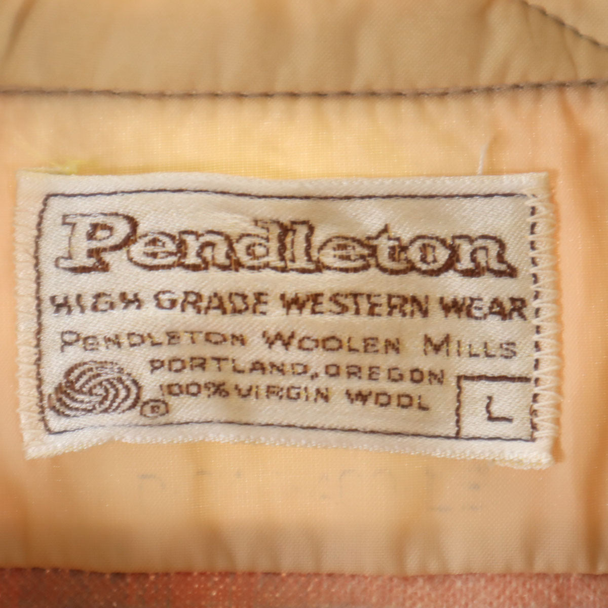 PENDLETON ペンドルトン 70s ヴィンテージ チェック柄 長袖 ウエスタンシャツ L ベージュ系 メンズ