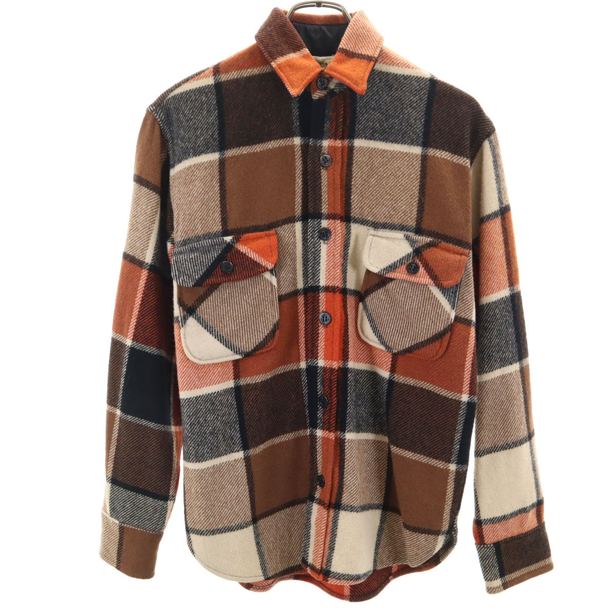 james wells 70s 80s ヴィンテージ 長袖 フランネル ネルシャツ S オレンジ系 メンズ