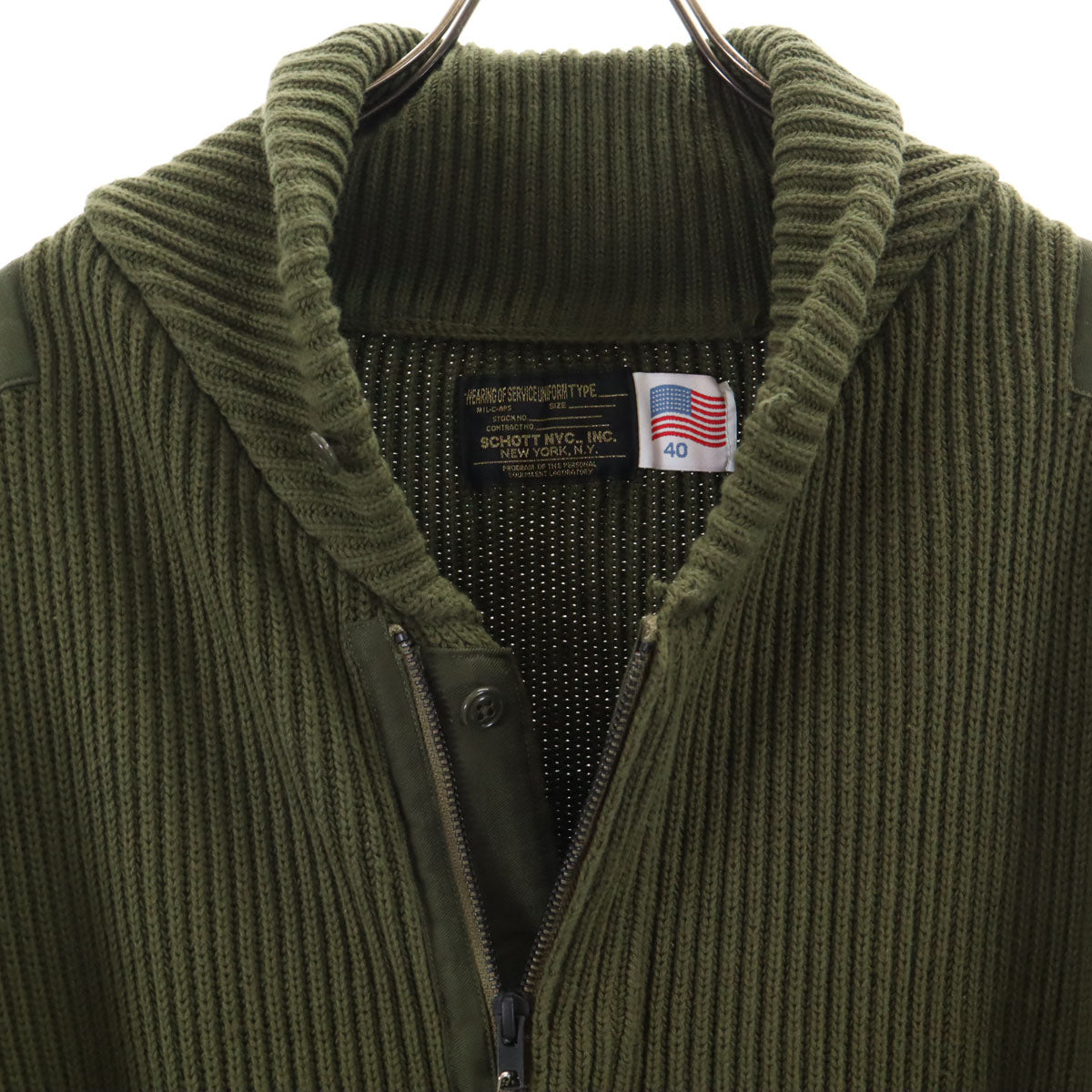 未使用 schott ショット コマンド ニットジャケット 40 カーキ メンズ