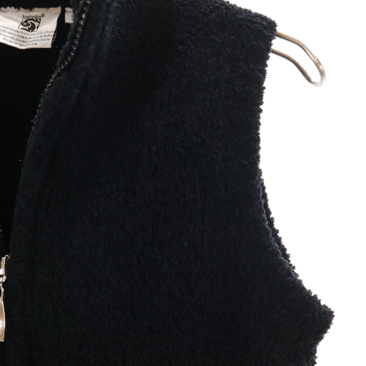 kashwere カシウエア フルジップ ベスト S ブラック レディース