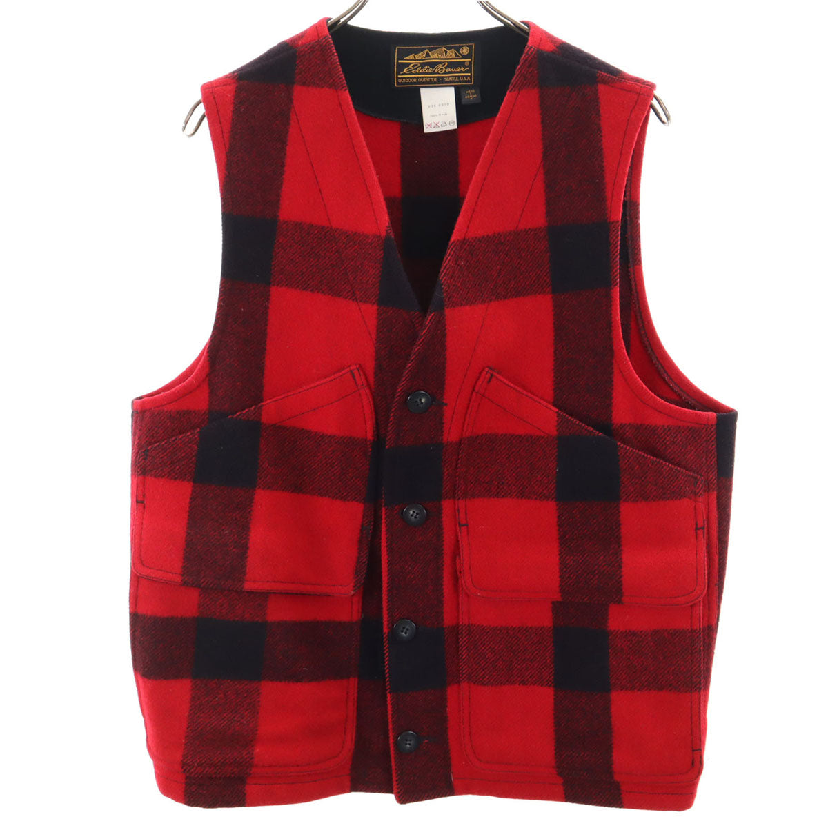 Eddie Bauer エディーバウアー 90s USA製 オールド バッファローチェック マッキーノ ベスト S レッド アウトドア ハンティング メンズ