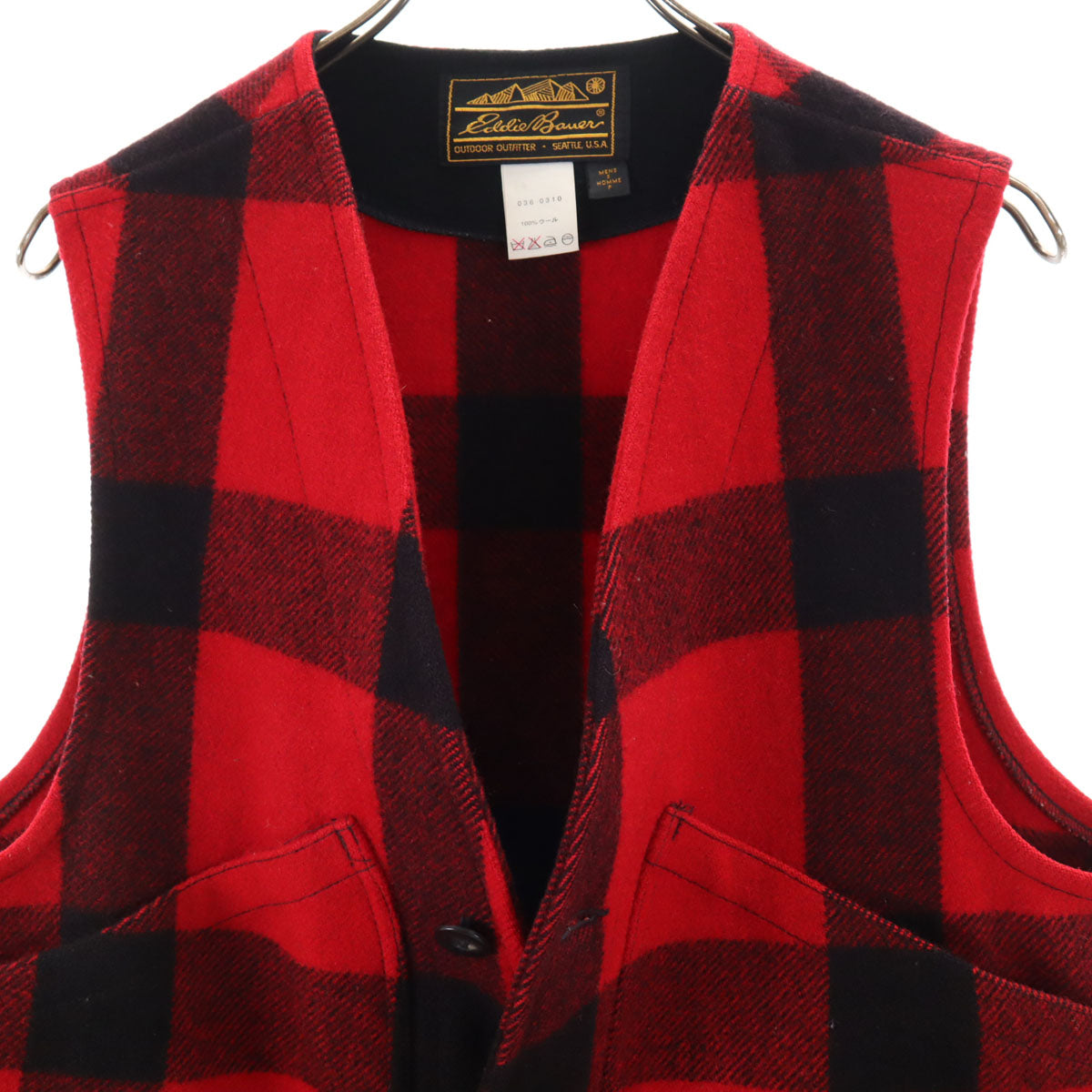 Eddie Bauer エディーバウアー 90s USA製 オールド バッファローチェック マッキーノ ベスト S レッド アウトドア ハンティング メンズ
