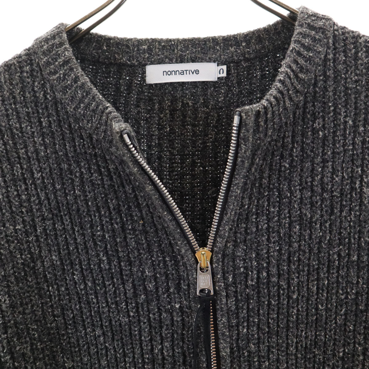 nonnative ノンネイティブ ニットジャケット 0 チャコールグレー エルボーパッチ付き メンズ