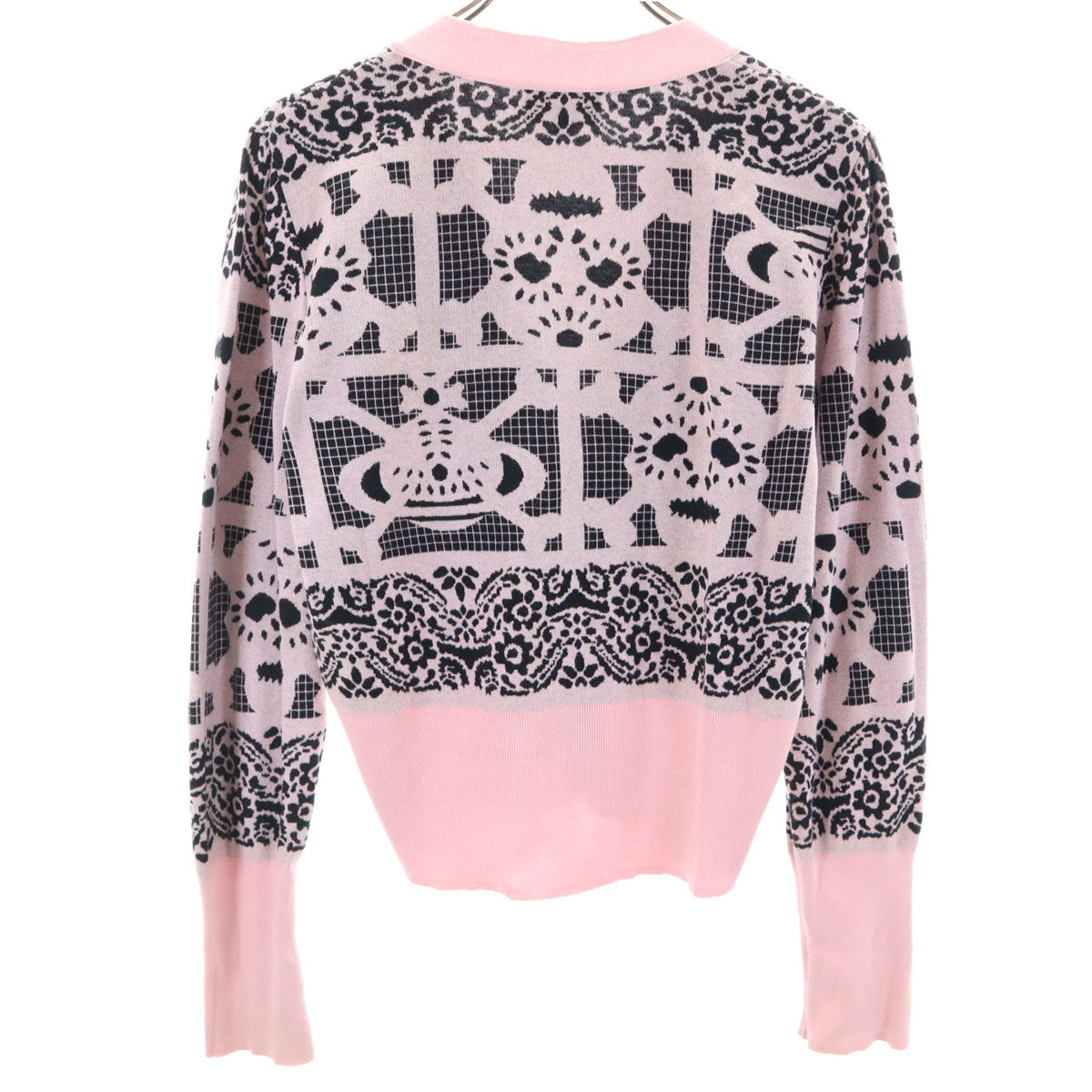 Vivienne Westwood RED LABEL ヴィヴィアンウエストウッドレッドレーベル 日本製 総柄 長袖 ニットカーディガン 3 ピンク レディース