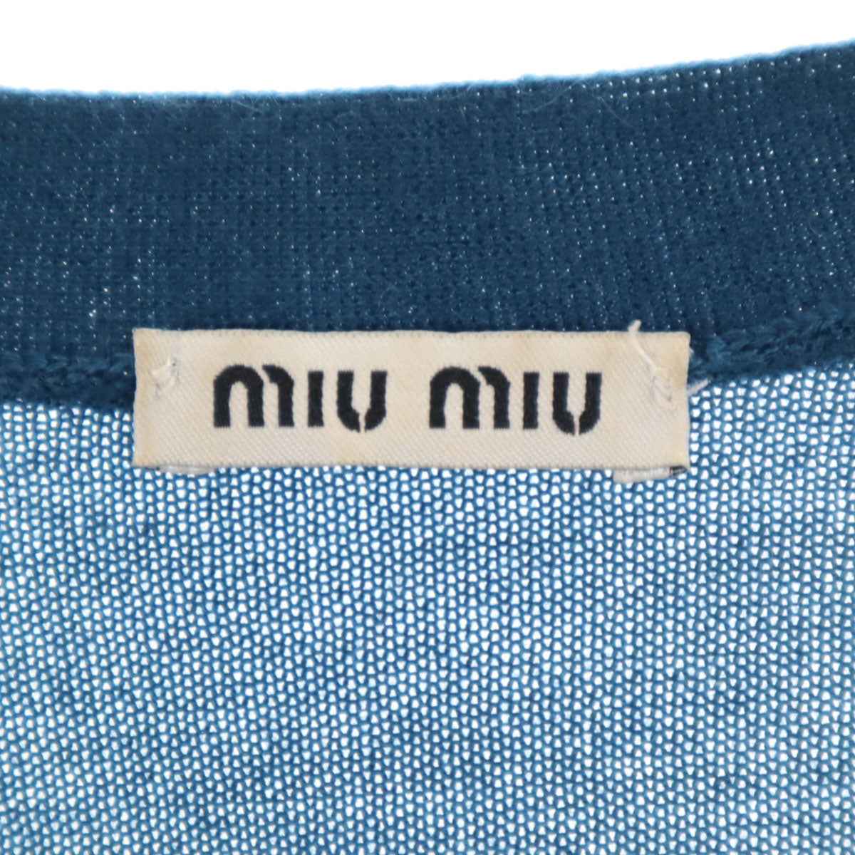 MIUMIU ミュウミュウ カシミヤシルクブレンド 長袖 ニットカーディガン 38 ブルーグリーン レディース