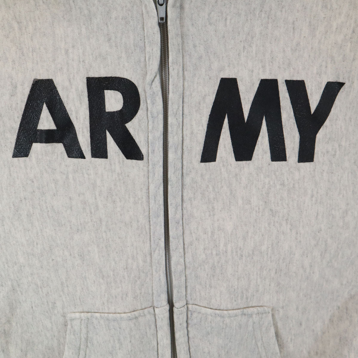 US ARMY アメリカ軍 PFU トレーニング 長袖 スウェット ジップパーカー M グレー 裏起毛 メンズ