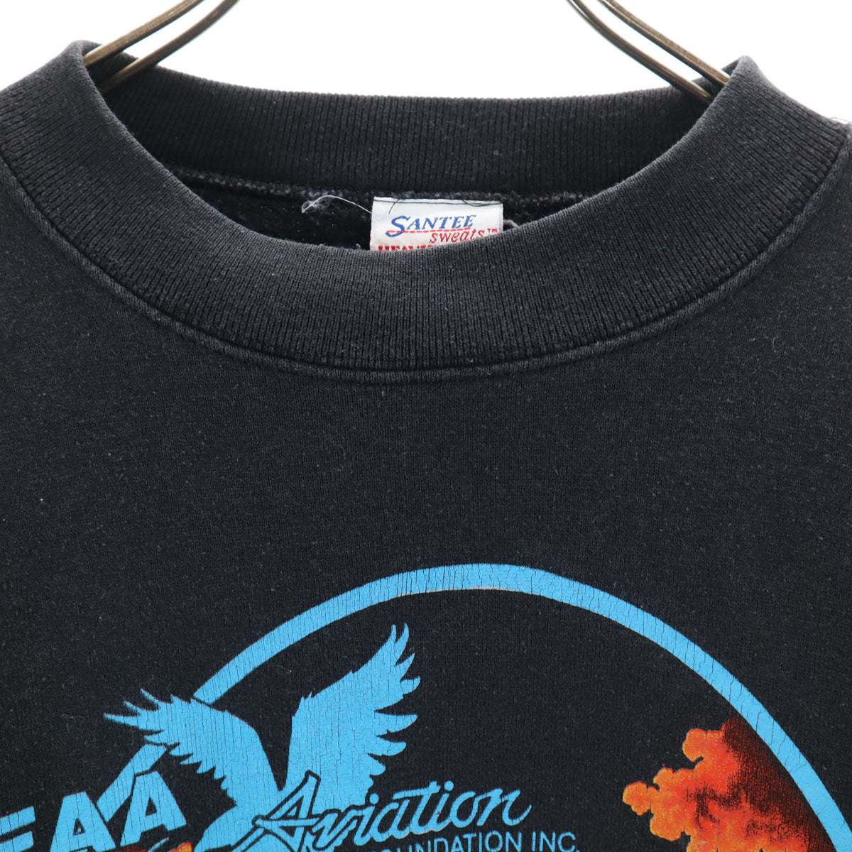 SANTEE SWEATS 90s USA製 オールド B17 長袖 スウェット トレーナー M ブラック 裏起毛 メンズ