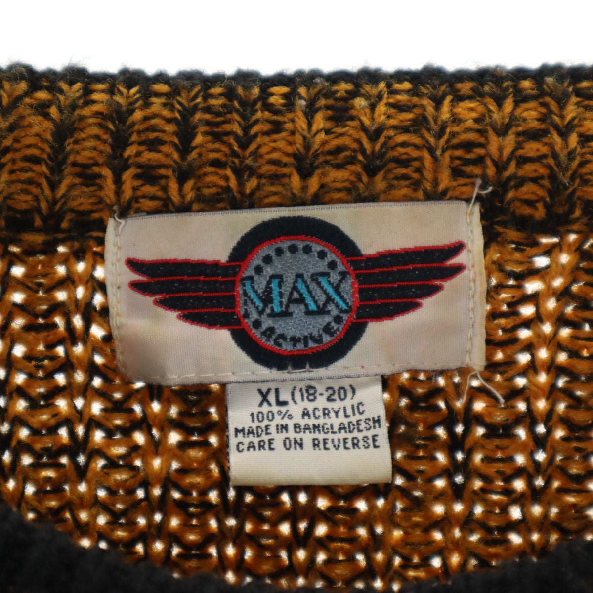 MAX 90s アクリル オールド 長袖 セーター XL(18-20) イエロー系 ニット キッズ