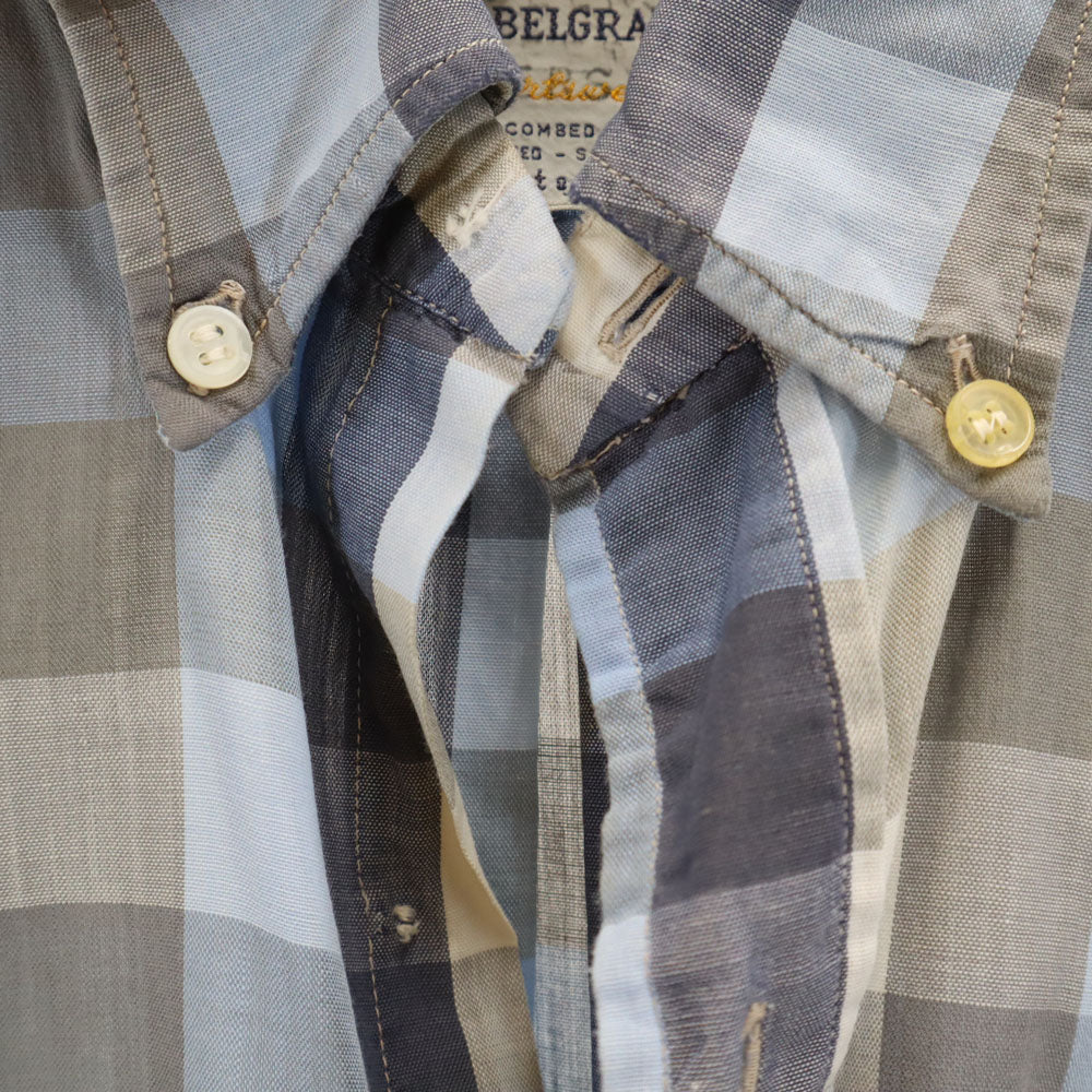 BELGRADE 60s ヴィンテージ チェック柄 長袖 ボタンダウンシャツ S ブルー系 メンズ