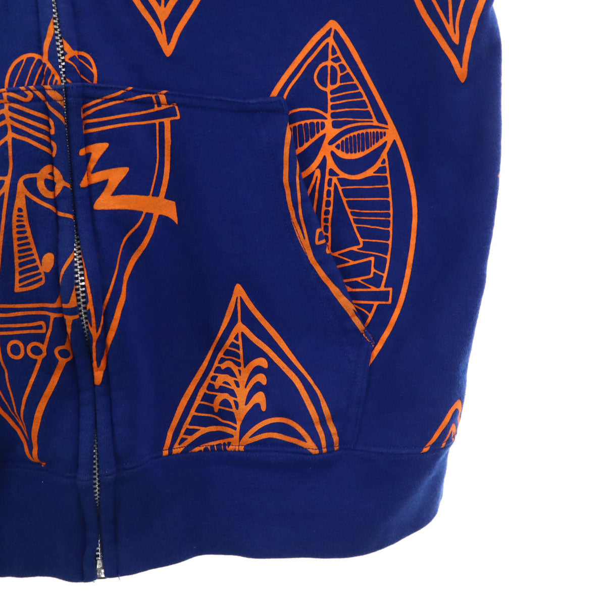 STUSSY ステューシー 総柄 長袖 ジップパーカー L ブルー系 メンズ