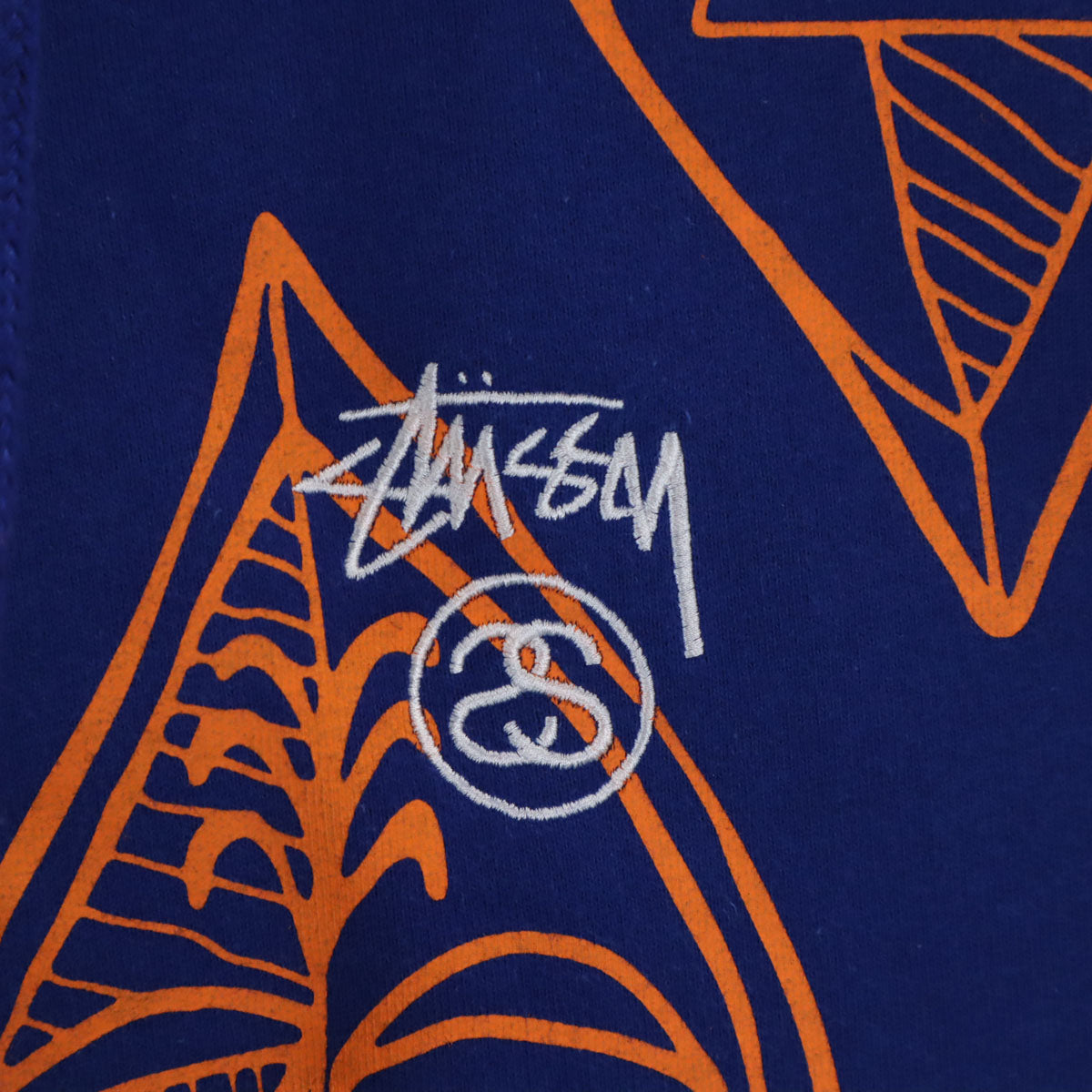 STUSSY ステューシー 総柄 長袖 ジップパーカー L ブルー系 メンズ