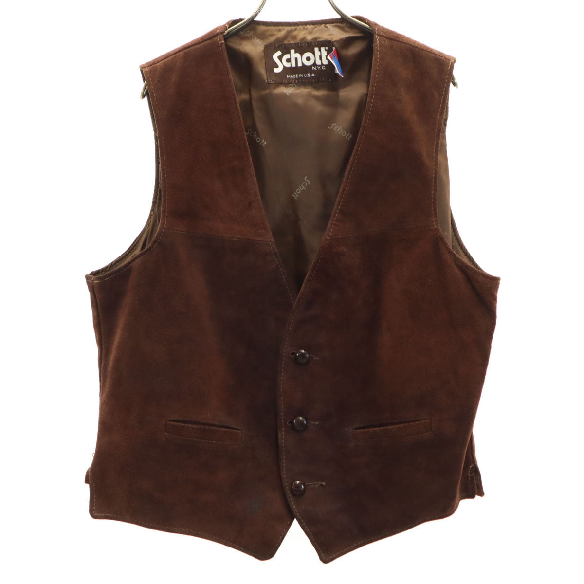 ショット　ベスト　レザー　スエード　アメリカ製　L schott ショット 80s 90s USA製 324V オールド スエードレザー ベスト