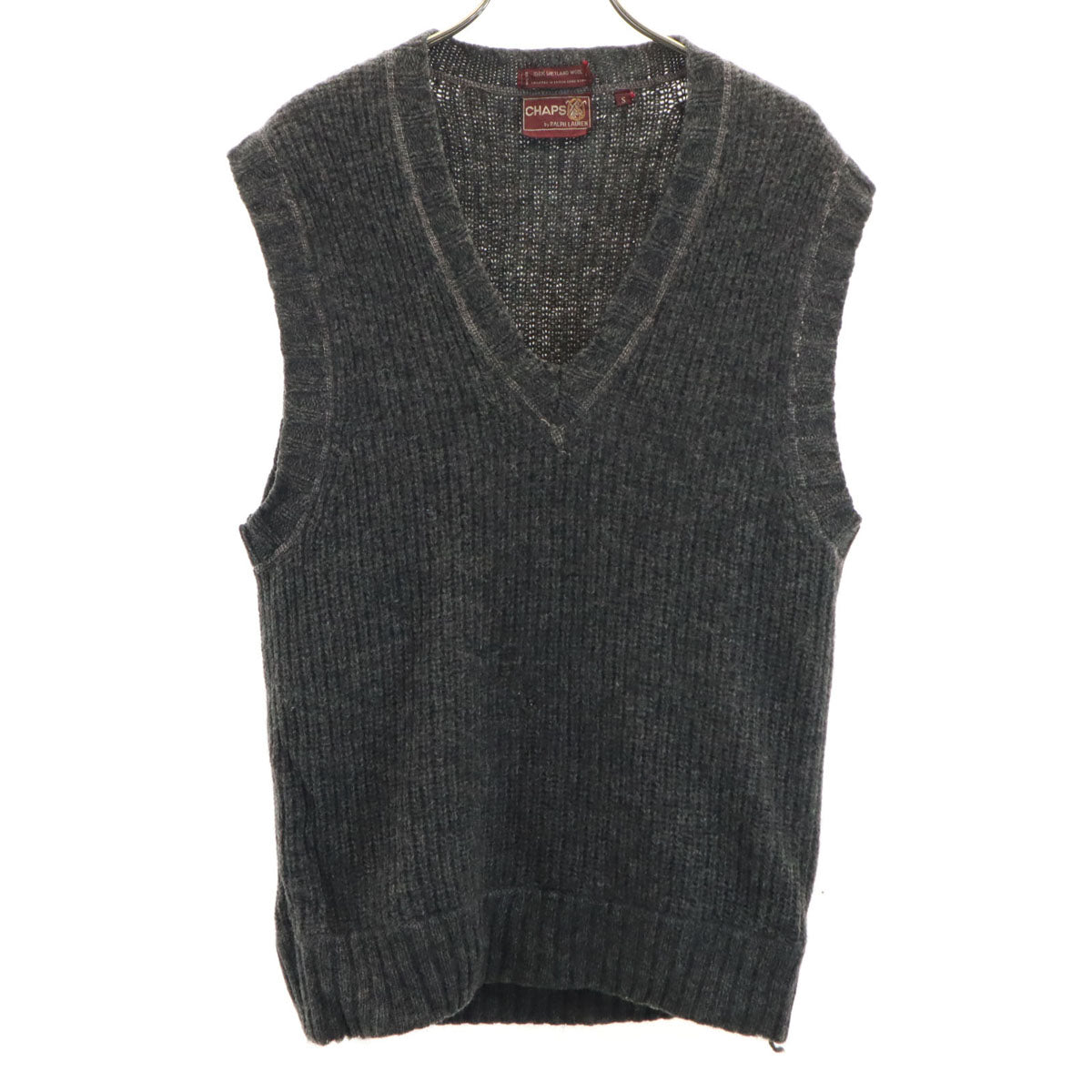 Chaps by Ralph Lauren チャップスバイラルフローレン 70s 80s ヴィンテージ Vネック ニットベスト S グレー メンズ