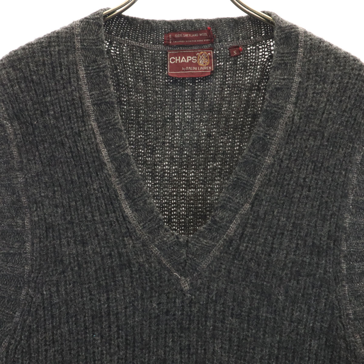 Chaps by Ralph Lauren チャップスバイラルフローレン 70s 80s ヴィンテージ Vネック ニットベスト S グレー メンズ