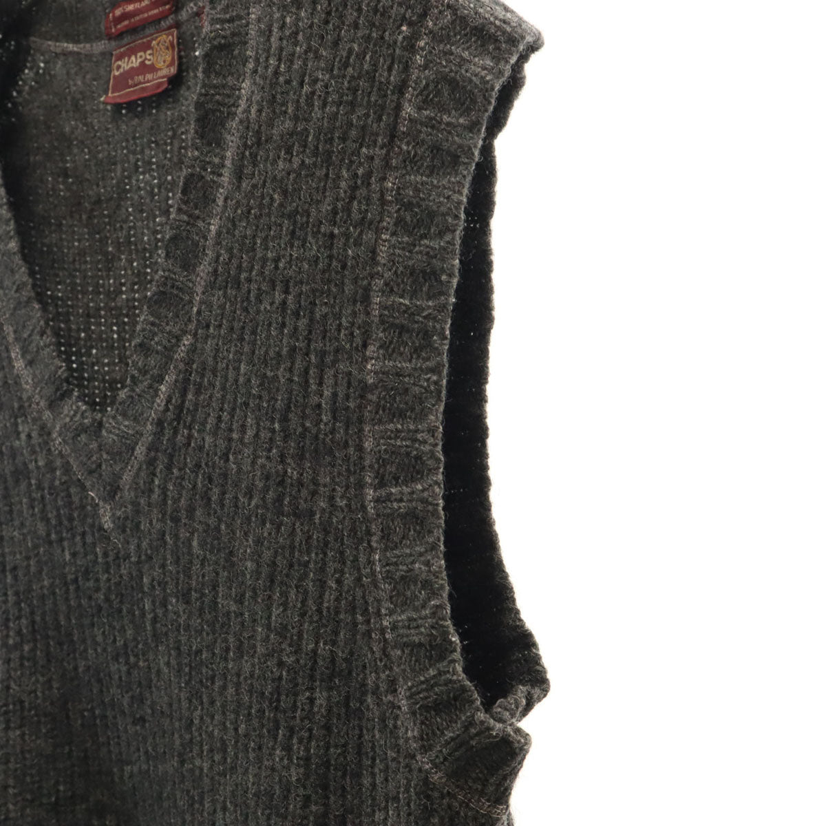 Chaps by Ralph Lauren チャップスバイラルフローレン 70s 80s ヴィンテージ Vネック ニットベスト S グレー メンズ