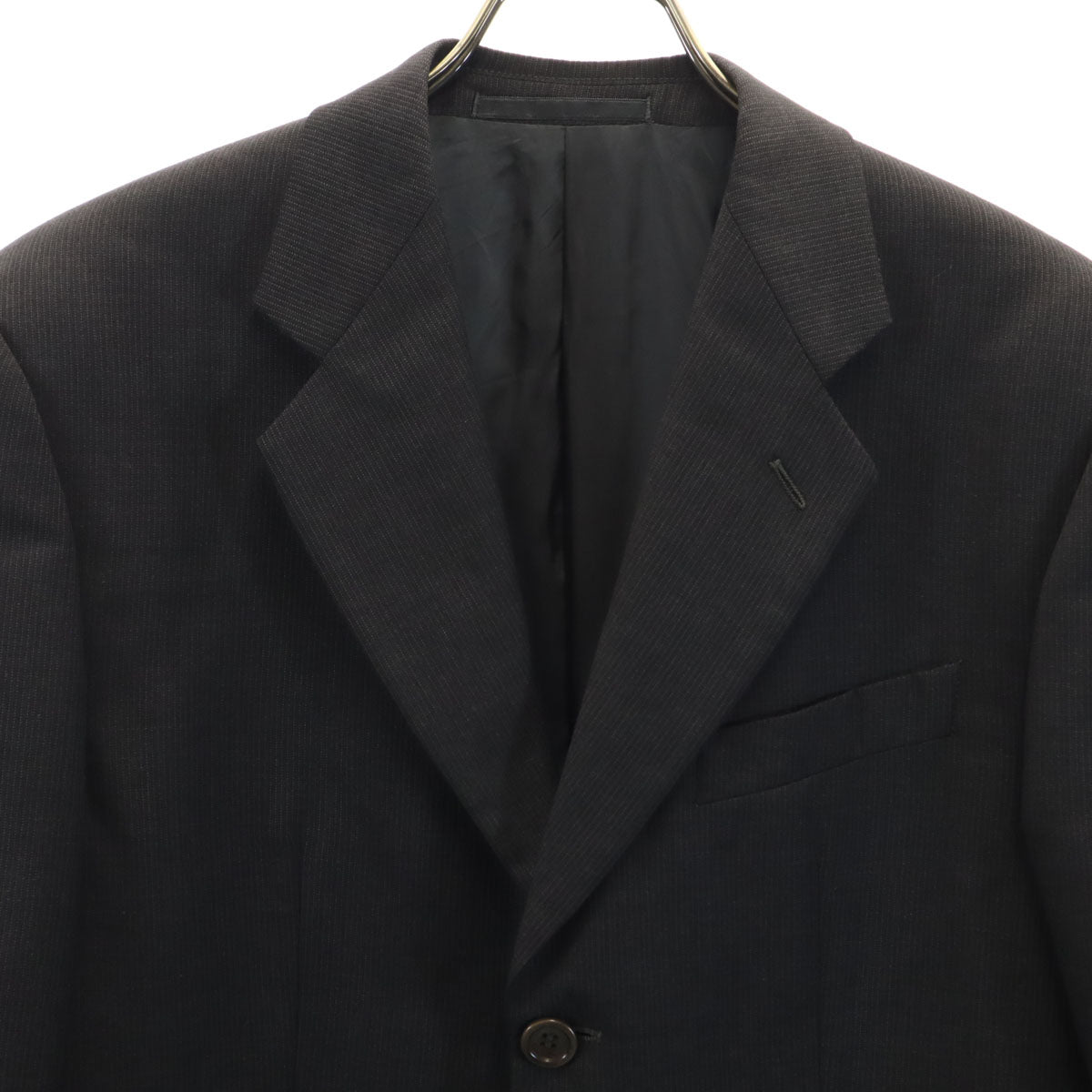 ARMANI COLLEZIONI アルマーニ コレツィオーニ イタリア製 ストライプ柄 テーラードジャケット 46 グレー メンズ