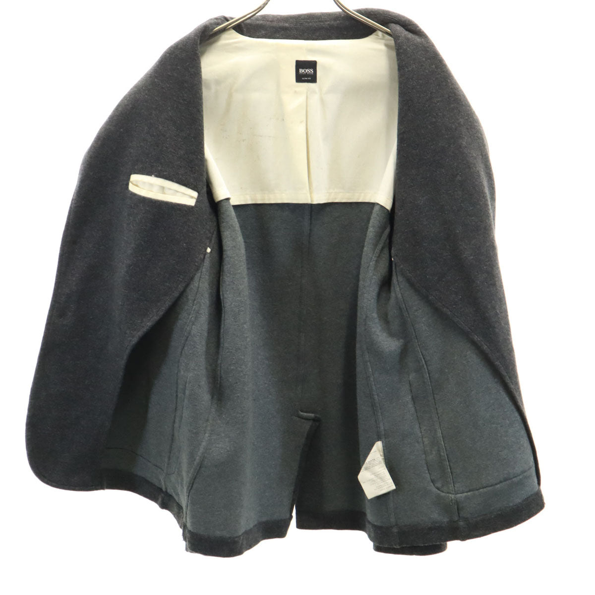 BOSS HUGO BOSS ボスヒューゴボス ポルトガル製 スリムフィット ニット テーラードジャケット L グレー メンズ