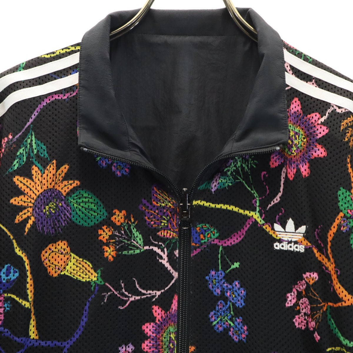 adidas Originals アディダスオリジナルス トレフォイルロゴ 花柄 ウインドブレーカー 上下 セットアップ L ブラック リバーシブル レディース
