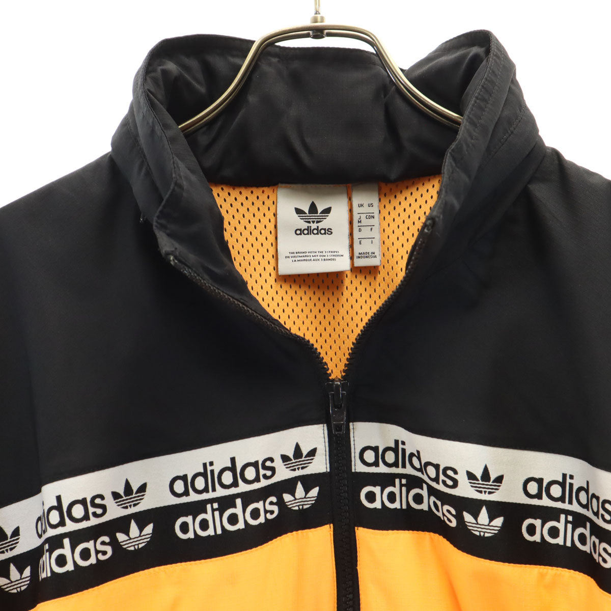 adidas Originals アディダスオリジナルス トレフォイルロゴ ハーフジップ ウインドブレーカー M ネオンオレンジ 裏メッシュ プルオーバー メンズ