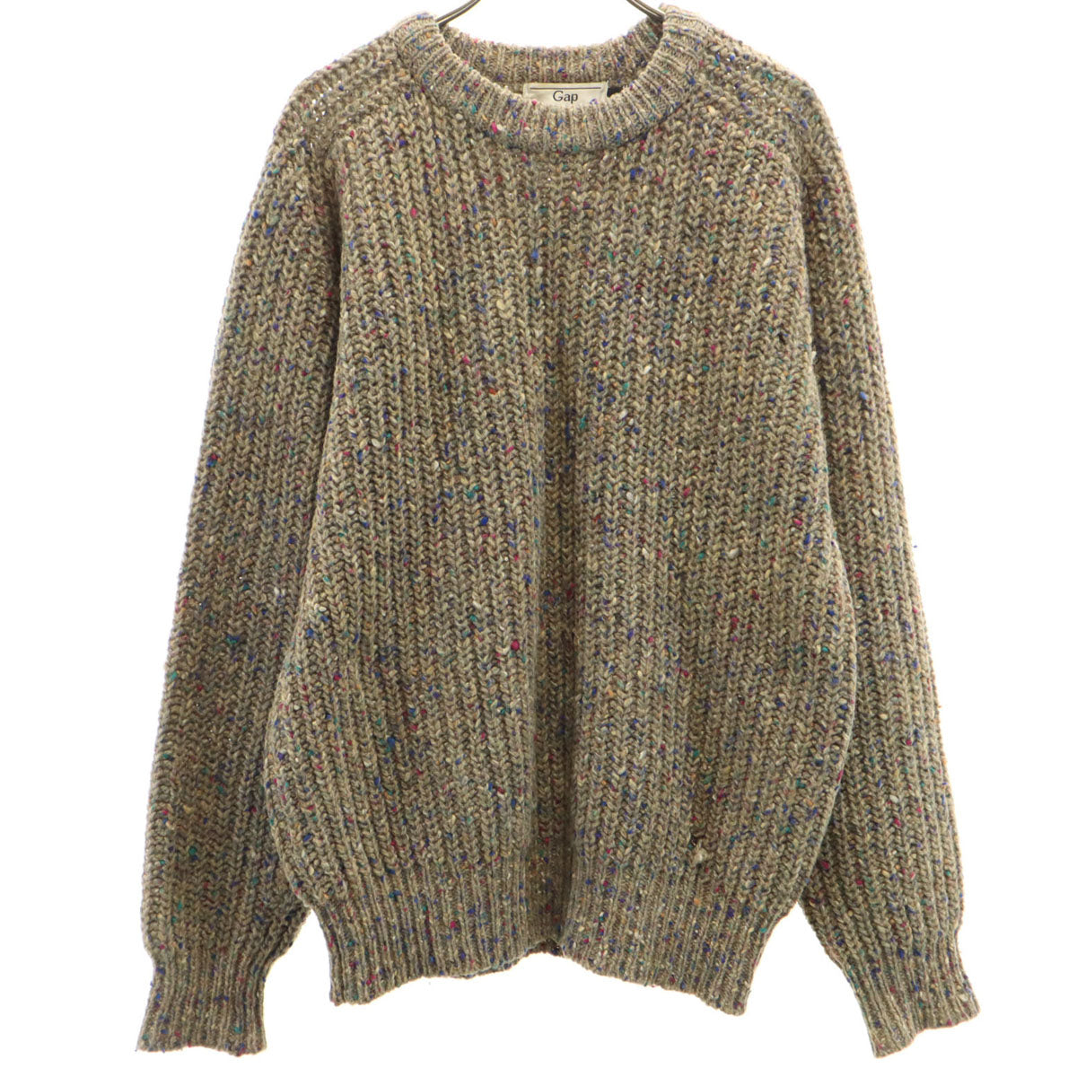 GAP ギャップ 80s オールド ウール100% 長袖 ネップ セーター S グレー系 ニット メンズ