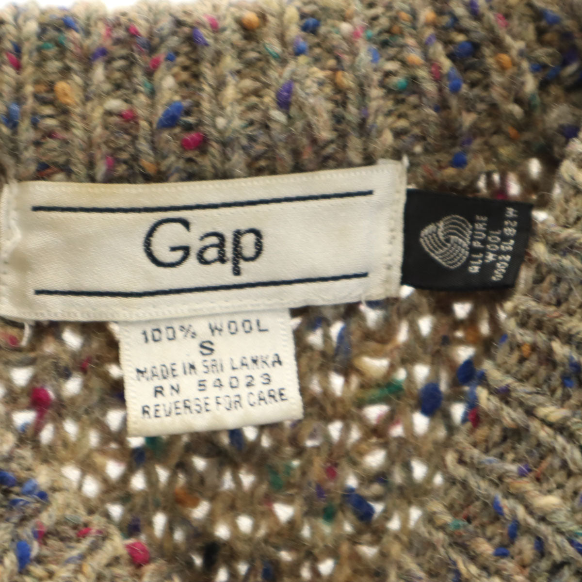 GAP ギャップ 80s オールド ウール100% 長袖 ネップ セーター S グレー系 ニット メンズ