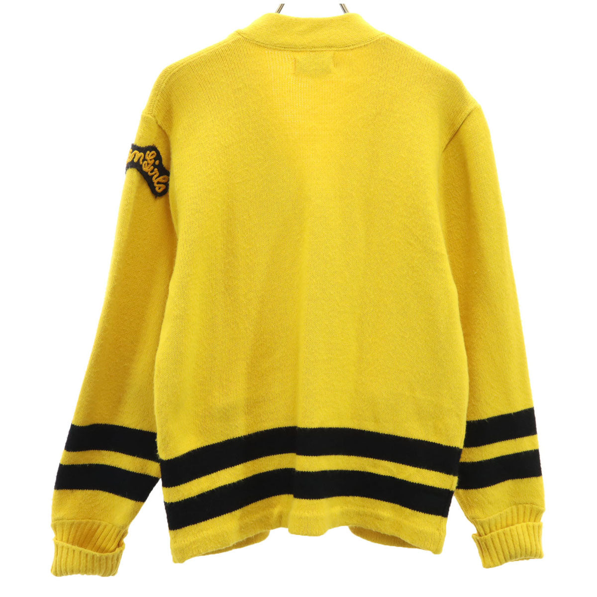 MELSON SCHOOL SUPPLY BOISE 70s 80s ヴィンテージ レタード Vネック ニット カーディガン 36 イエロー レディース