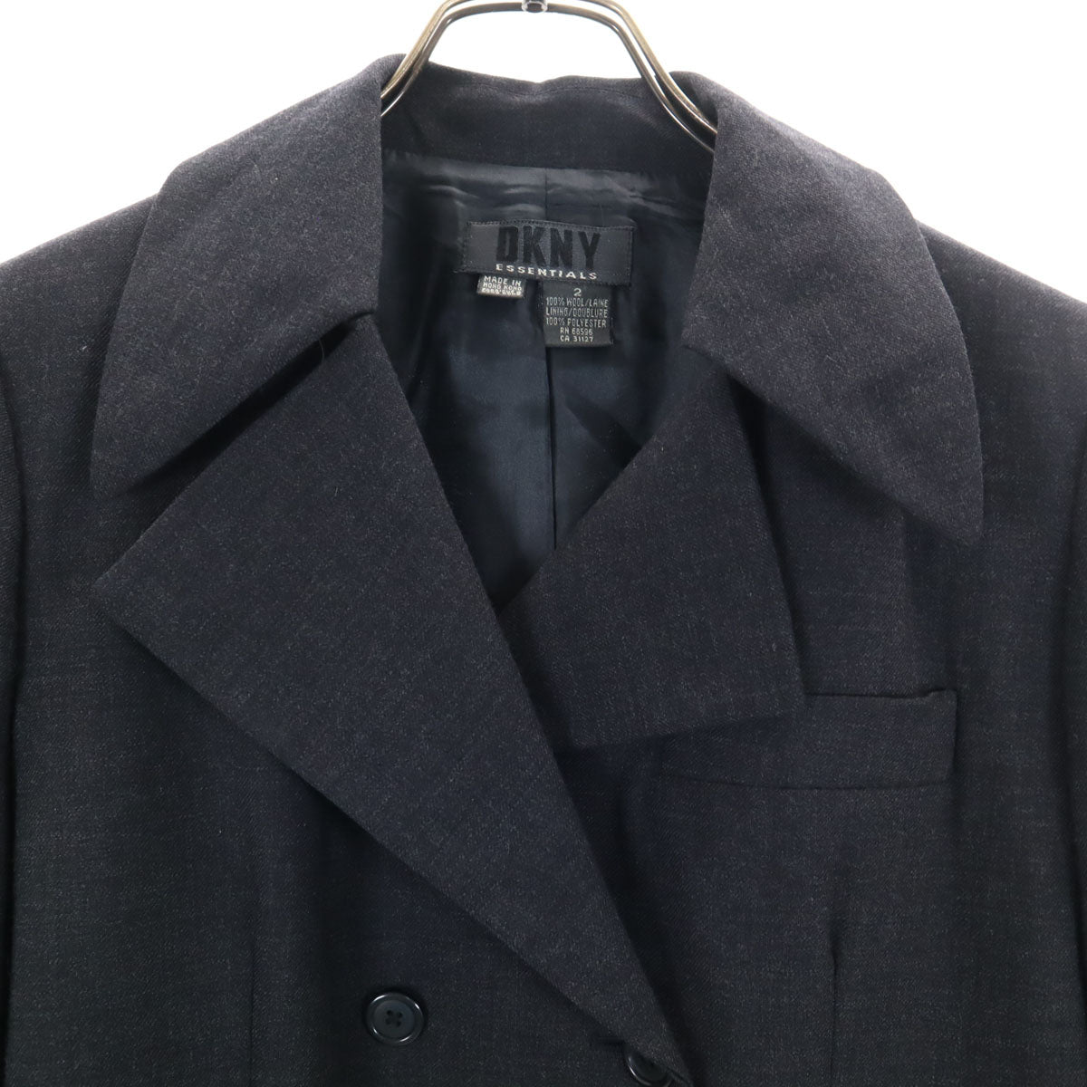 DKNY DONNA KARAN NEW YORK ダナキャランニューヨーク ウール テーラードジャケット 2 グレー ダブルボタン ブレザー レディース
