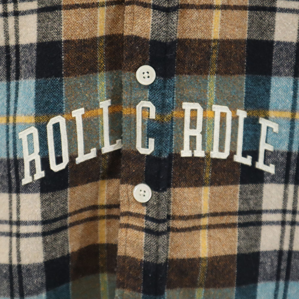 ROLLING CRADLE ローリングクレイドル ウールブレンド 日本製 チェック柄 長袖 フランネル ボタンダウンシャツ ブラウン系 メンズ