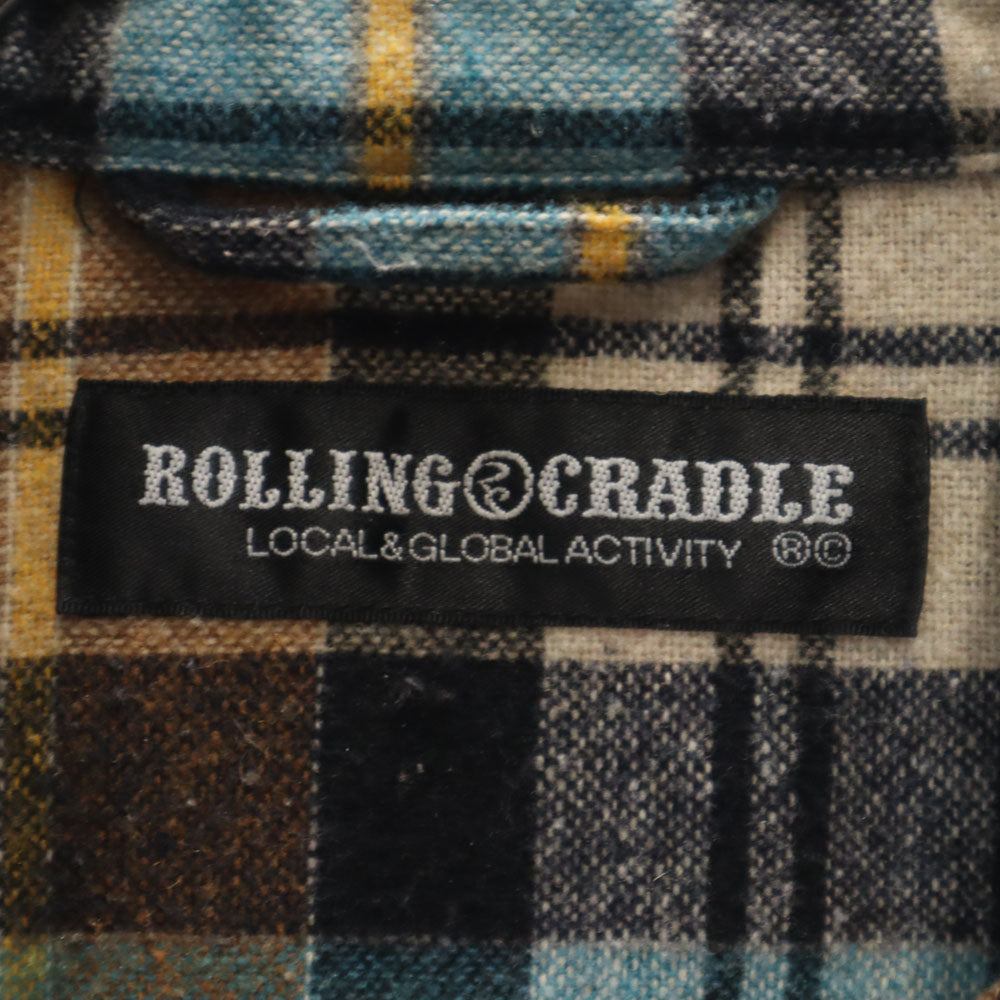 ROLLING CRADLE ローリングクレイドル ウールブレンド 日本製 チェック柄 長袖 フランネル ボタンダウンシャツ ブラウン系 メンズ