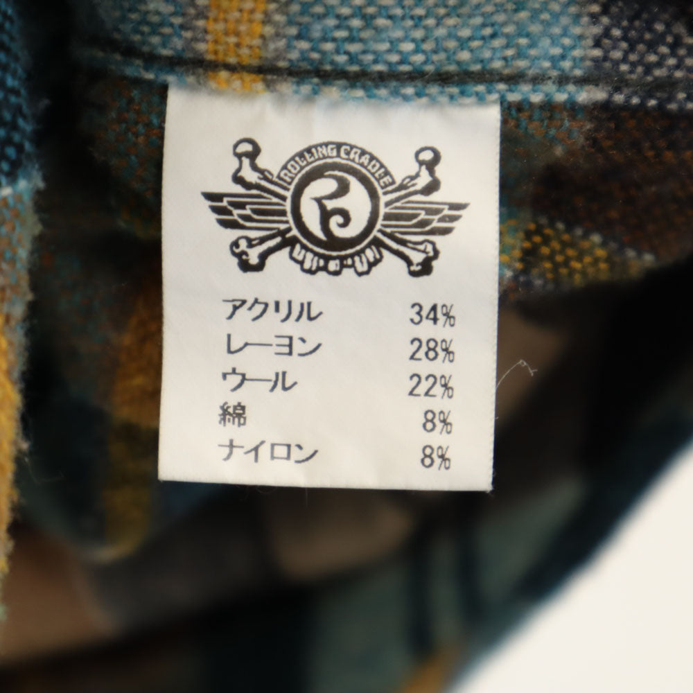 ROLLING CRADLE ローリングクレイドル ウールブレンド 日本製 チェック柄 長袖 フランネル ボタンダウンシャツ ブラウン系 メンズ