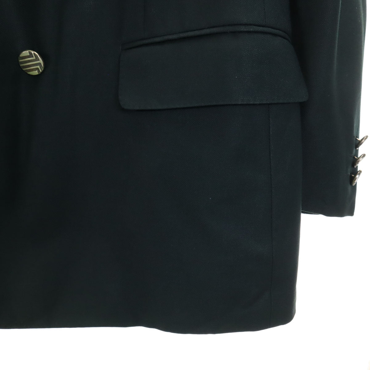 LANVIN ランバン 90s ウール オールド スーツ 上下 セットアップ ST48-55 ネイビー系 ダブルボタン メンズ