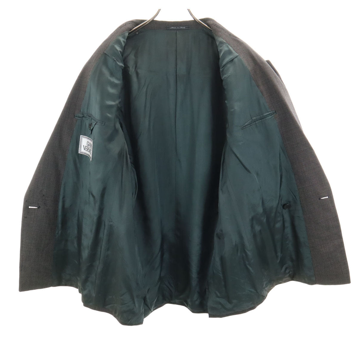 Gianni Versace ジャンニヴェルサーチ 90s イタリア製 モヘアブレンド 総柄 スーツ 上下 セットアップ 52/不明 グレー ダブルボタン メンズ
