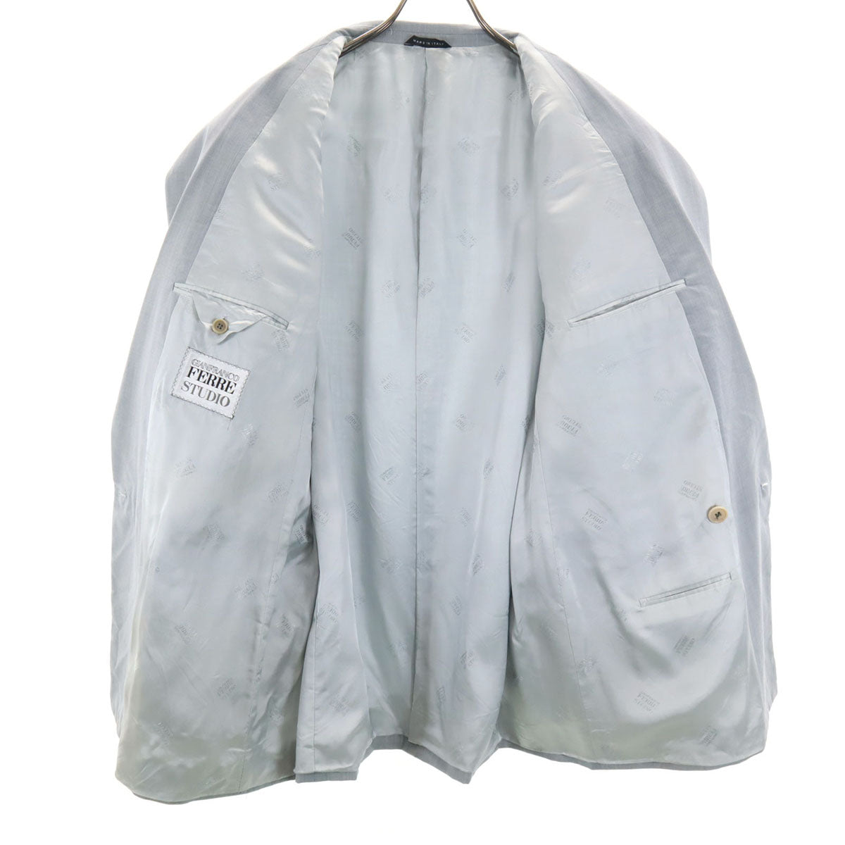 GIANFRANCO FERRE ジャンフランコフェレ イタリア製 ウール スーツ 上下 セットアップ 44 グレー ダブルボタン メンズ