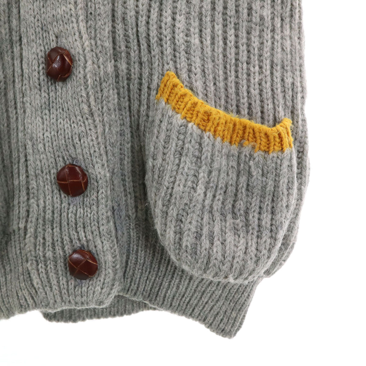 JAMES CHARLOTTE ジェームスシャルロット 長袖 カウチンジャケット S グレー くるみボタン レディース