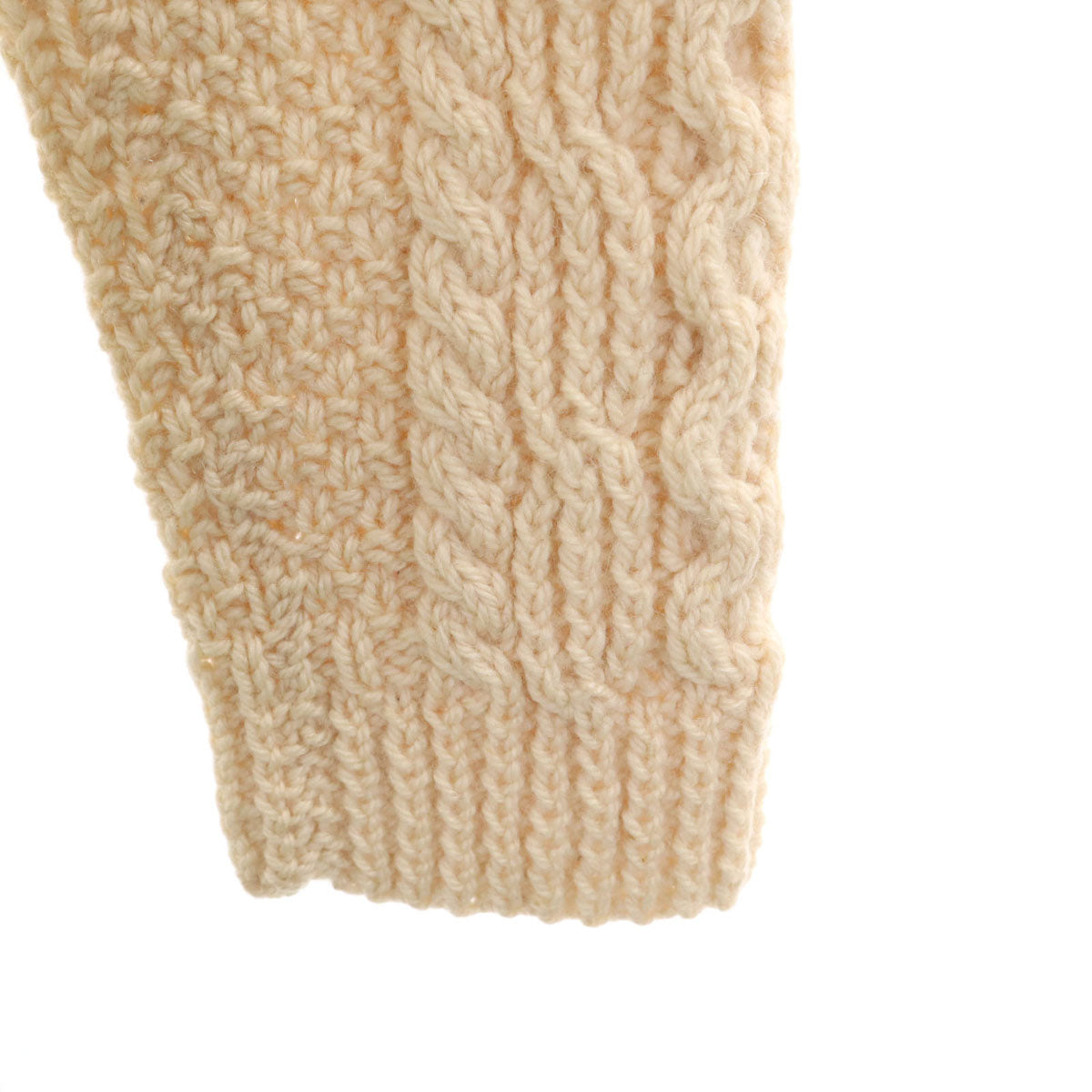 Donegan 80s ウール100% ヴィンテージ 長袖 フィッシャーマン ニット アイボリー セーター くるみボタン メンズ