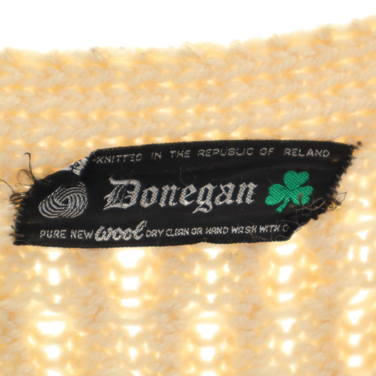 Donegan 80s ウール100% ヴィンテージ 長袖 フィッシャーマン ニット アイボリー セーター くるみボタン メンズ