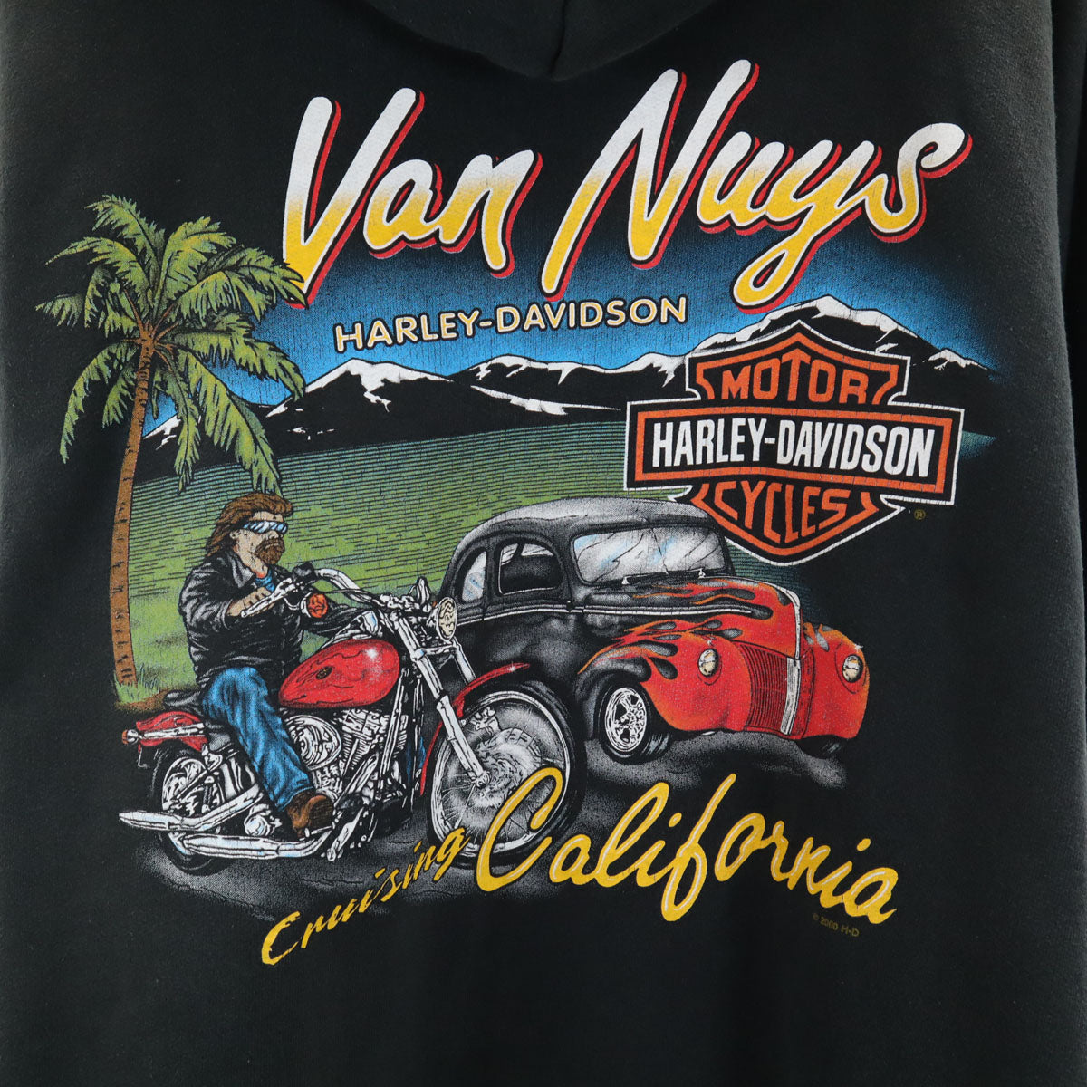 HARLEY DAVIDSON ハーレーダビッドソン バックプリント 長袖 スウェット ジップパーカー 3XL ブラック 裏起毛 ビッグサイズ メンズ