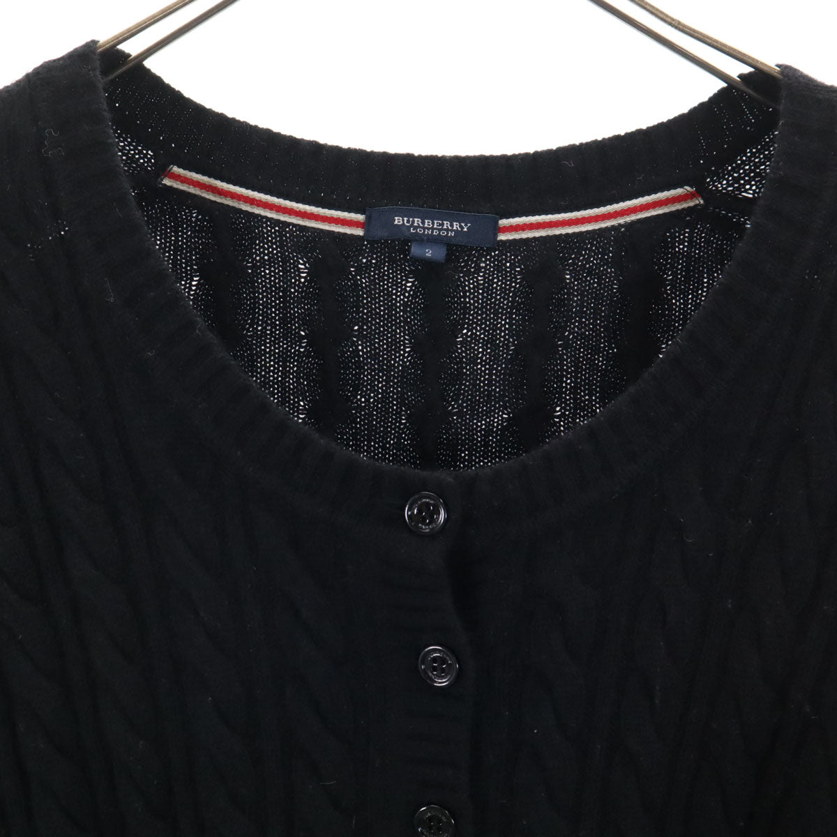 BURBERRY LONDON バーバリーロンドン ウールカシミヤブレンド 長袖 ハーフボタン セーター 2 ブラック 三陽商会 ニット レディース
