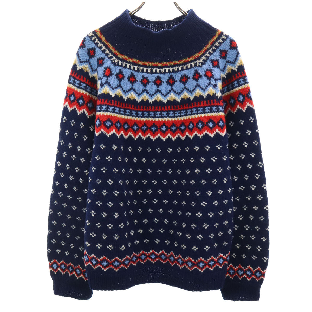 Sigmund ruud export エクスポート 80s ノルウェー製 ウール100% ヴィンテージ ノルディック柄 長袖 セーター ネイビー系 ニット メンズ