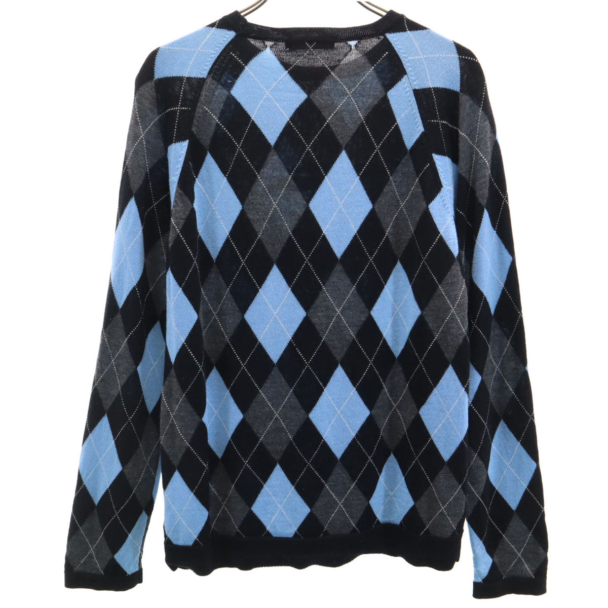 BURBERRY BLACK LABEL バーバリーブラックレーベル アーガイル柄 長袖 セーター 2 水色 三陽商会 ニット メンズ