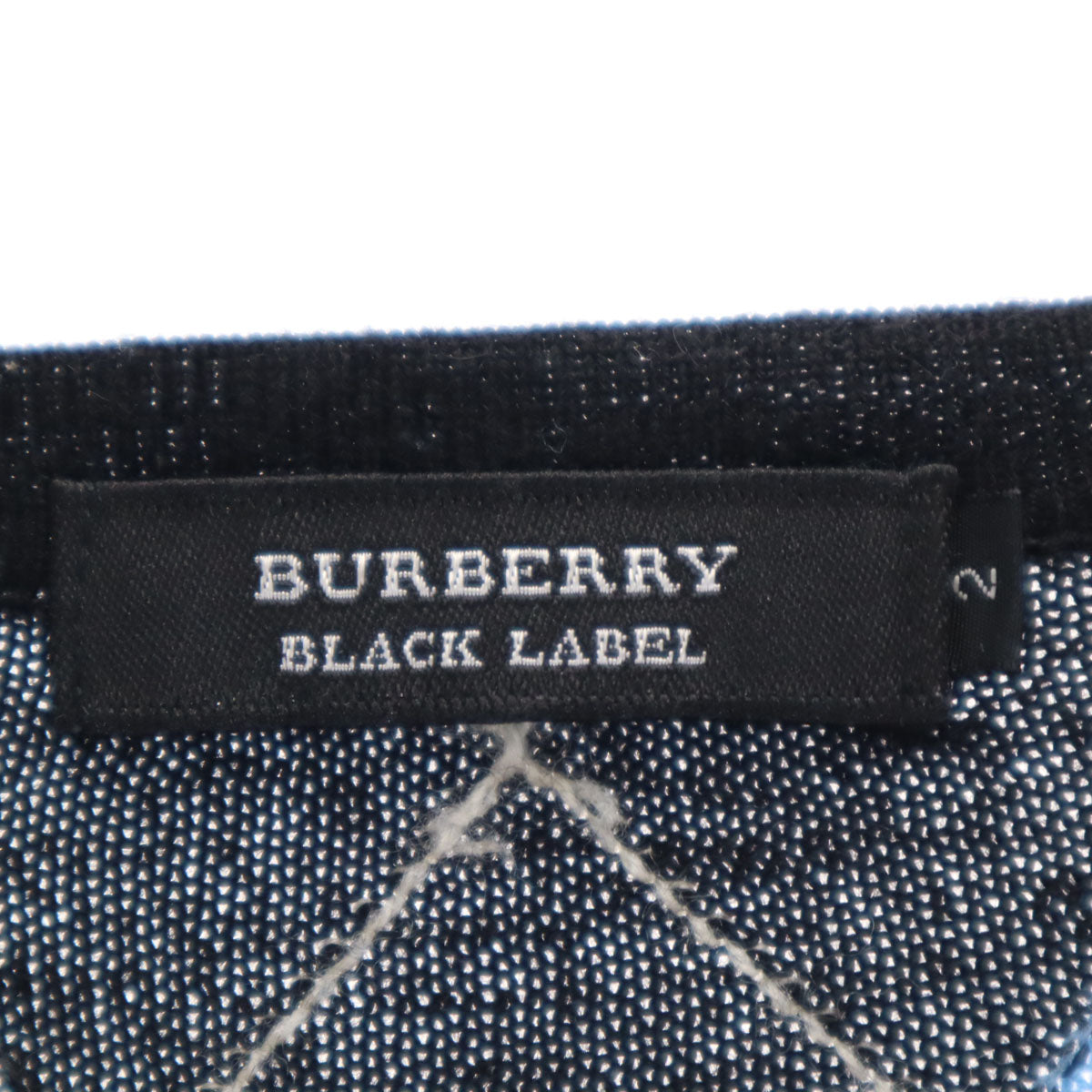 BURBERRY BLACK LABEL バーバリーブラックレーベル アーガイル柄 長袖 セーター 2 水色 三陽商会 ニット メンズ