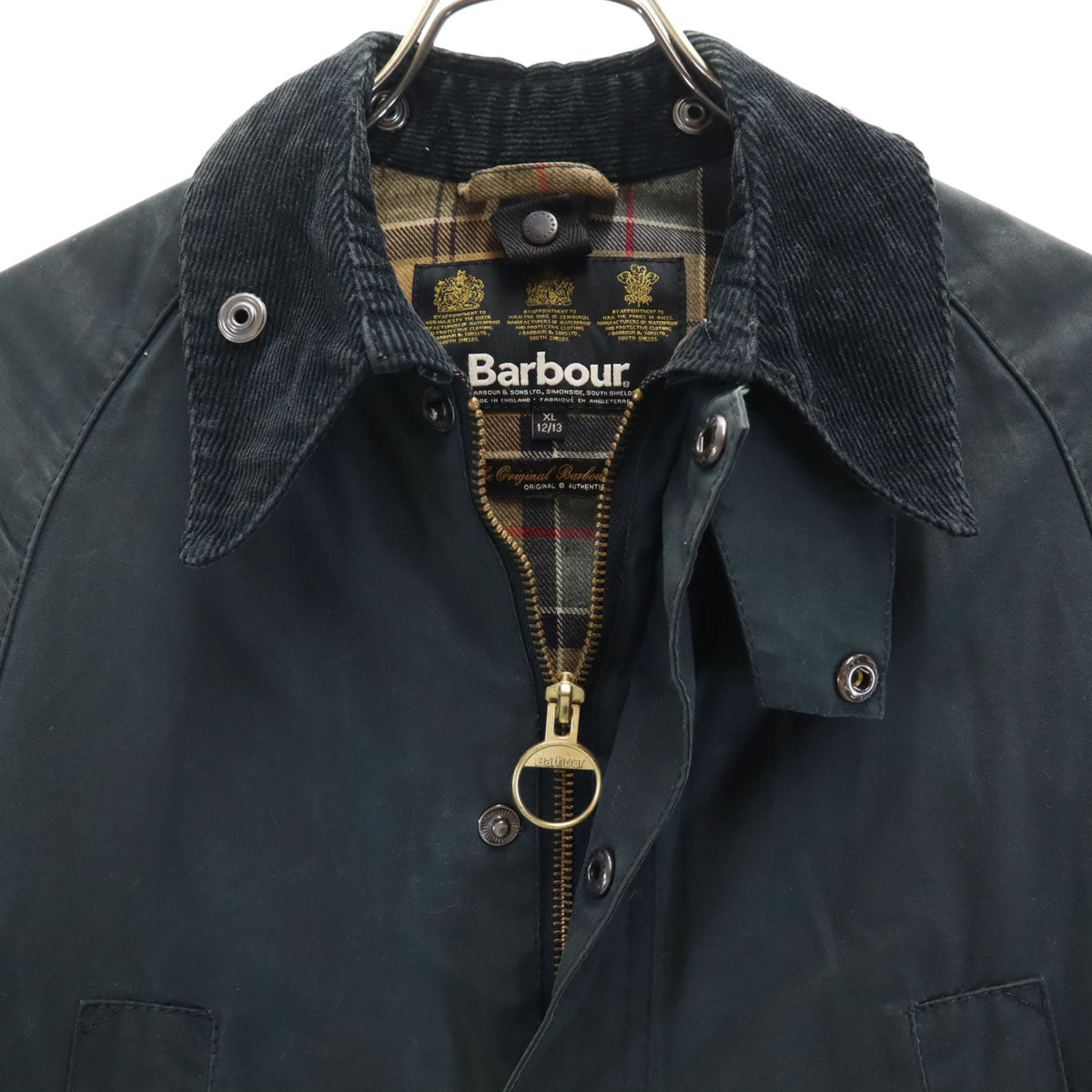 Barbour バブアー イングランド製 3ワラント クラシック ビデイル オイルドジャケット XL 12/13 ブラック系 ワックス キッズ