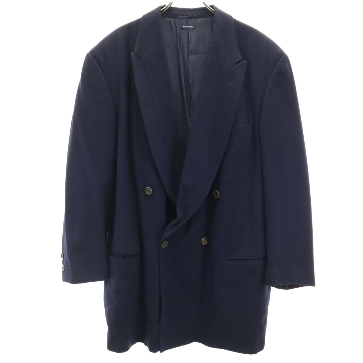 GIORGIO ARMANI ジョルジオアルマーニ 90s イタリア製 ウールブレンド オールド テーラードジャケット 54 ネイビー系 オーバーサイズ メンズ