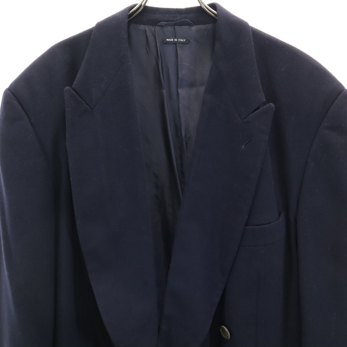 GIORGIO ARMANI ジョルジオアルマーニ 90s イタリア製 ウールブレンド オールド テーラードジャケット 54 ネイビー系 オーバーサイズ メンズ