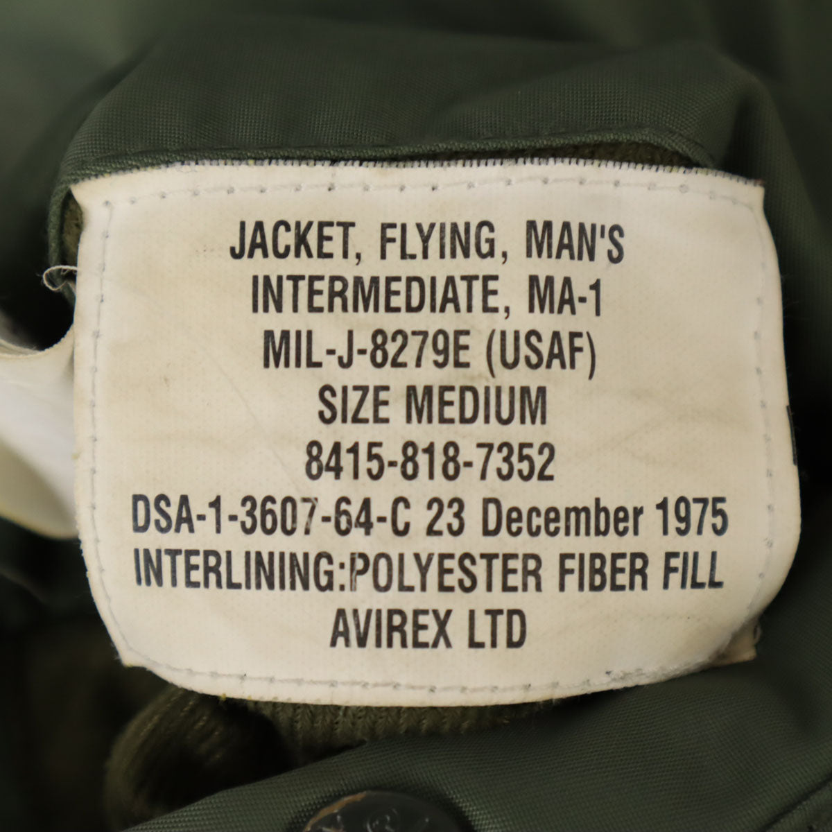 AVIREX アビレックス MA-1 フライトジャケット M カーキ メンズ