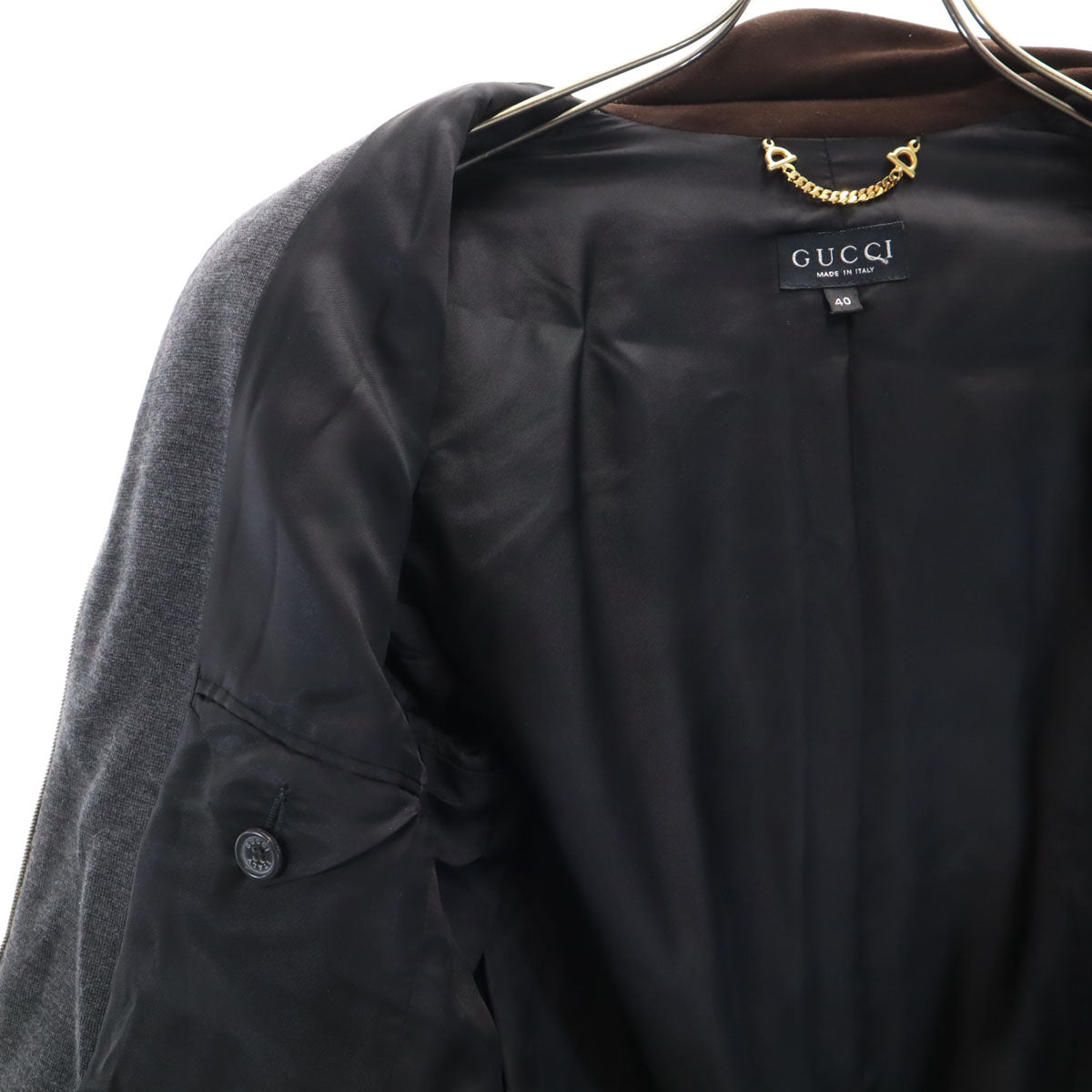 GUCCI グッチ イタリア製 ウールブレンド コート 40 グレー系 レディース