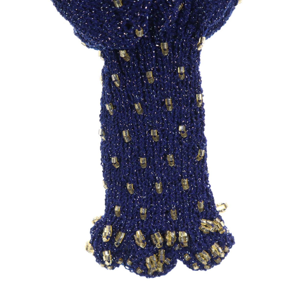 Sumi creative スミクリエイディブ 長袖 ビーズ ニット 上下 セットアップ ネイビー系 レディース