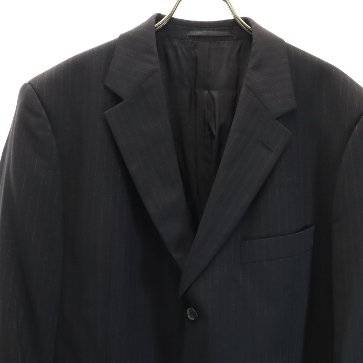 HUGO BOSS ヒューゴボス ストライプ柄 スーツ 上下 セットアップ 52 ブラック メンズ
