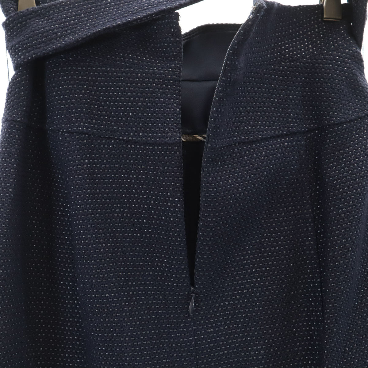 BURBERRY BLACK LABEL バーバリーブラックレーベル 日本製 総柄 5分袖 スカートスーツ 上下 セットアップ 40 ネイビー 三陽商会 レディース