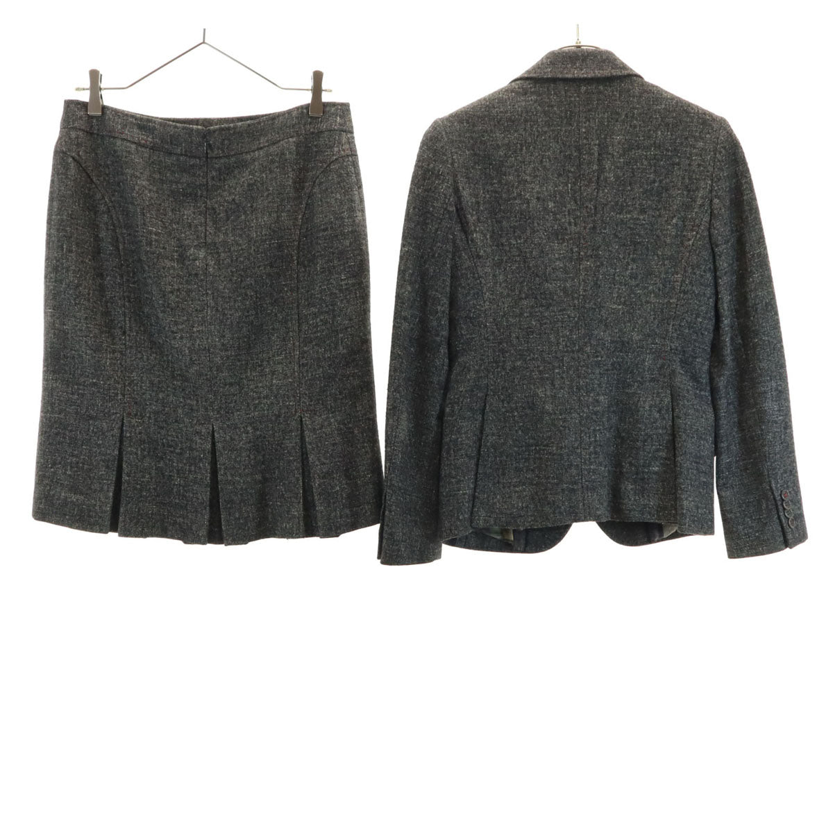 Paul Smith ポールスミス ウールブレンド スカートスーツ 上下 セットアップ 38/42 グレー BLACK レディース